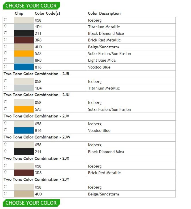 What are the "TT" colors since the first year of production? Page 2